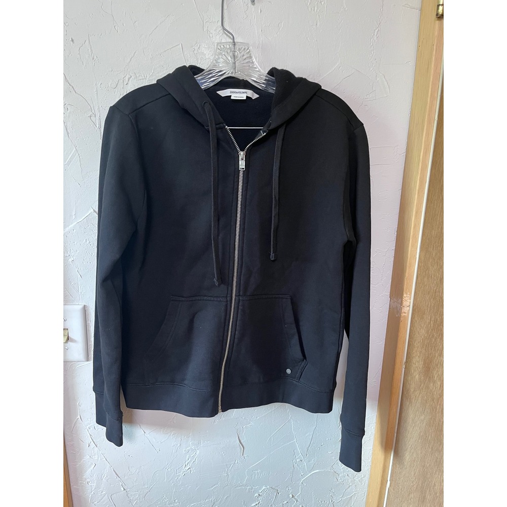 Zadig & Voltaire Comfy Flashlight Strass Black Zip Hoodie Lightning Bolt M